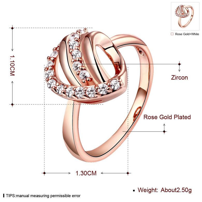 Wholesale Classic Rose Gold Heart White CZ Ring TGGPR959 0