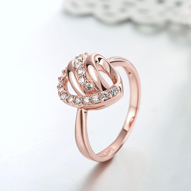 Wholesale Classic Rose Gold Heart White CZ Ring TGGPR959 2