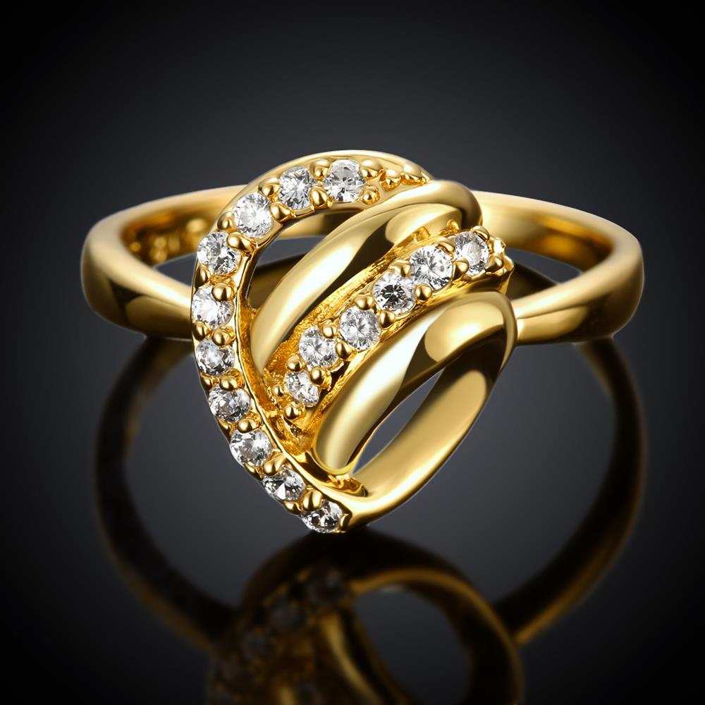 Wholesale Classic 24K Gold Heart White CZ Ring TGGPR966 1
