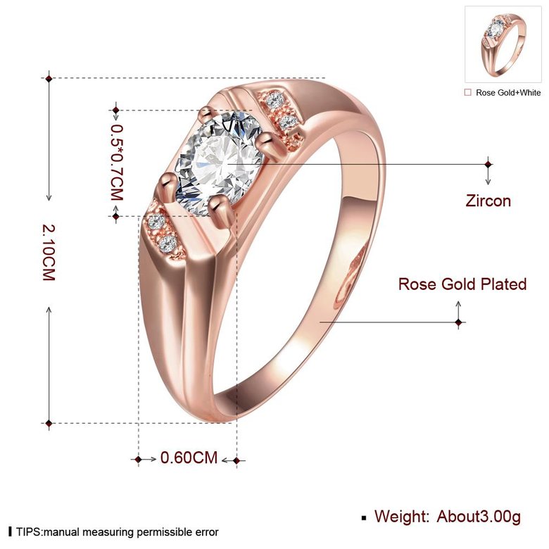Wholesale Classic Rose Gold Round White CZ Ring TGGPR973 0
