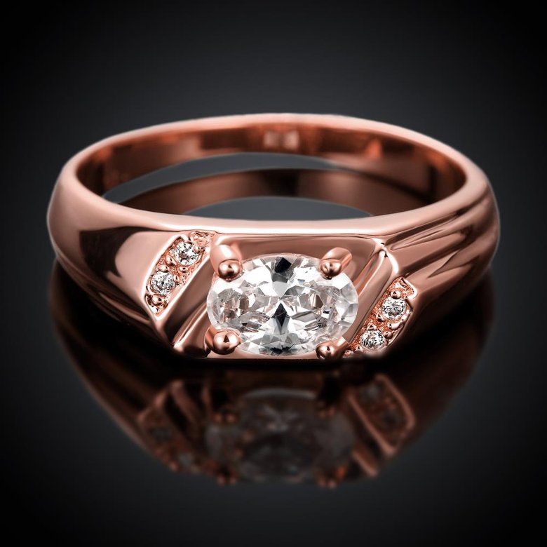 Wholesale Classic Rose Gold Round White CZ Ring TGGPR973 1