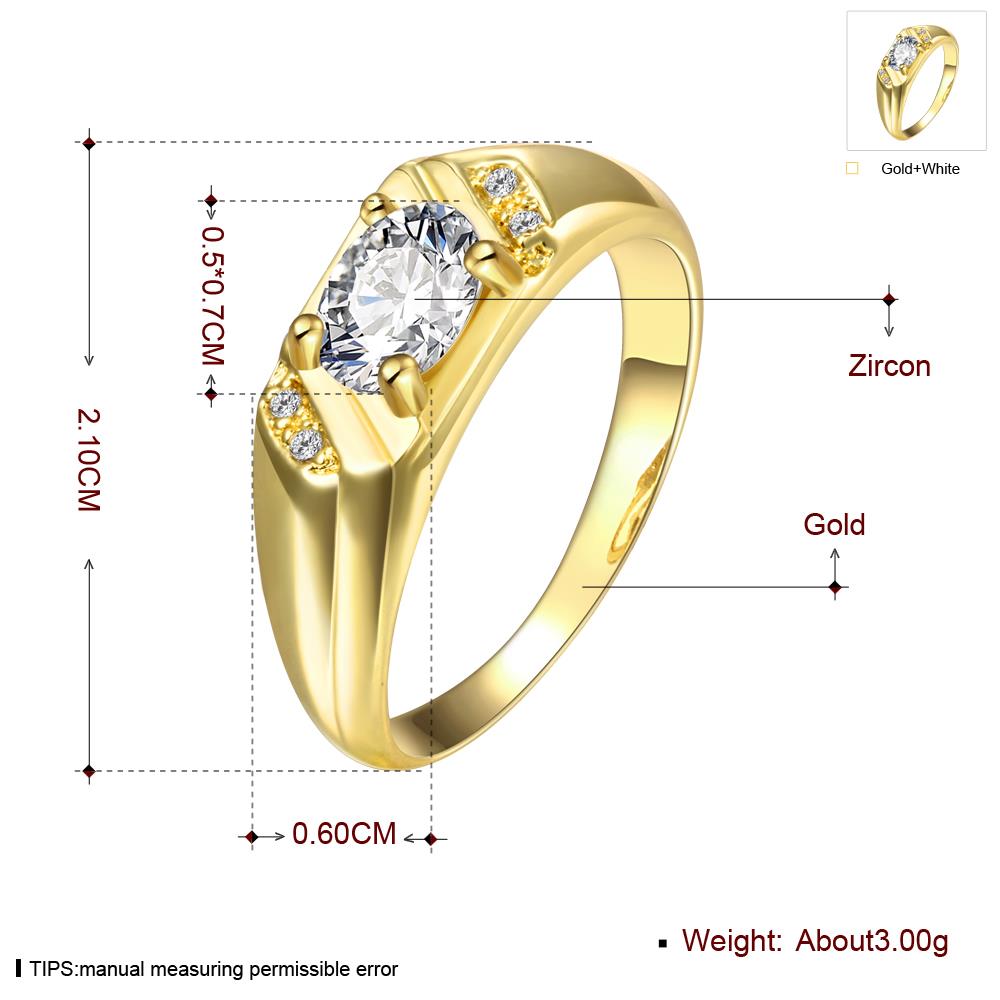 Wholesale Classic 24K Gold Round White CZ Ring TGGPR980 0