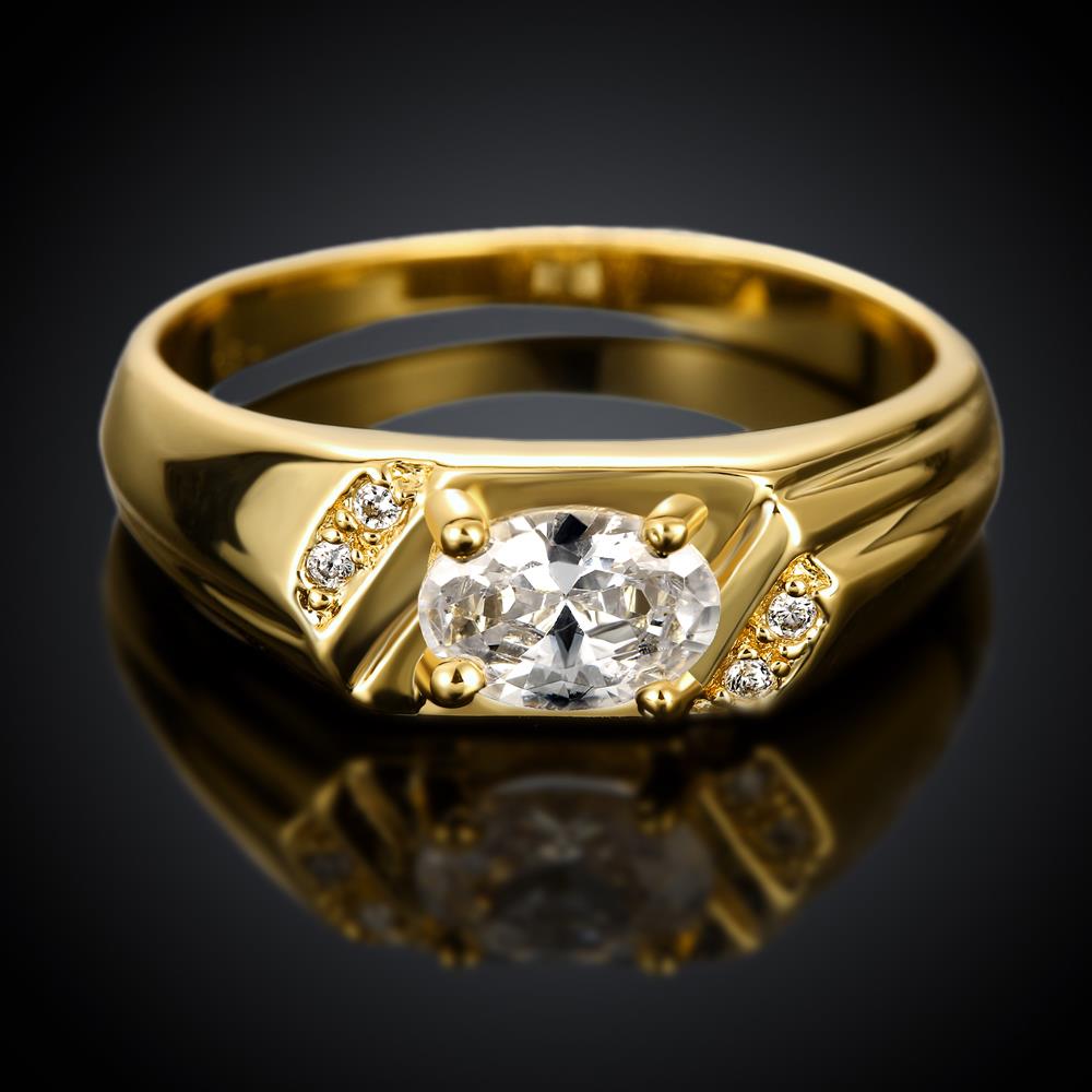 Wholesale Classic 24K Gold Round White CZ Ring TGGPR980 1