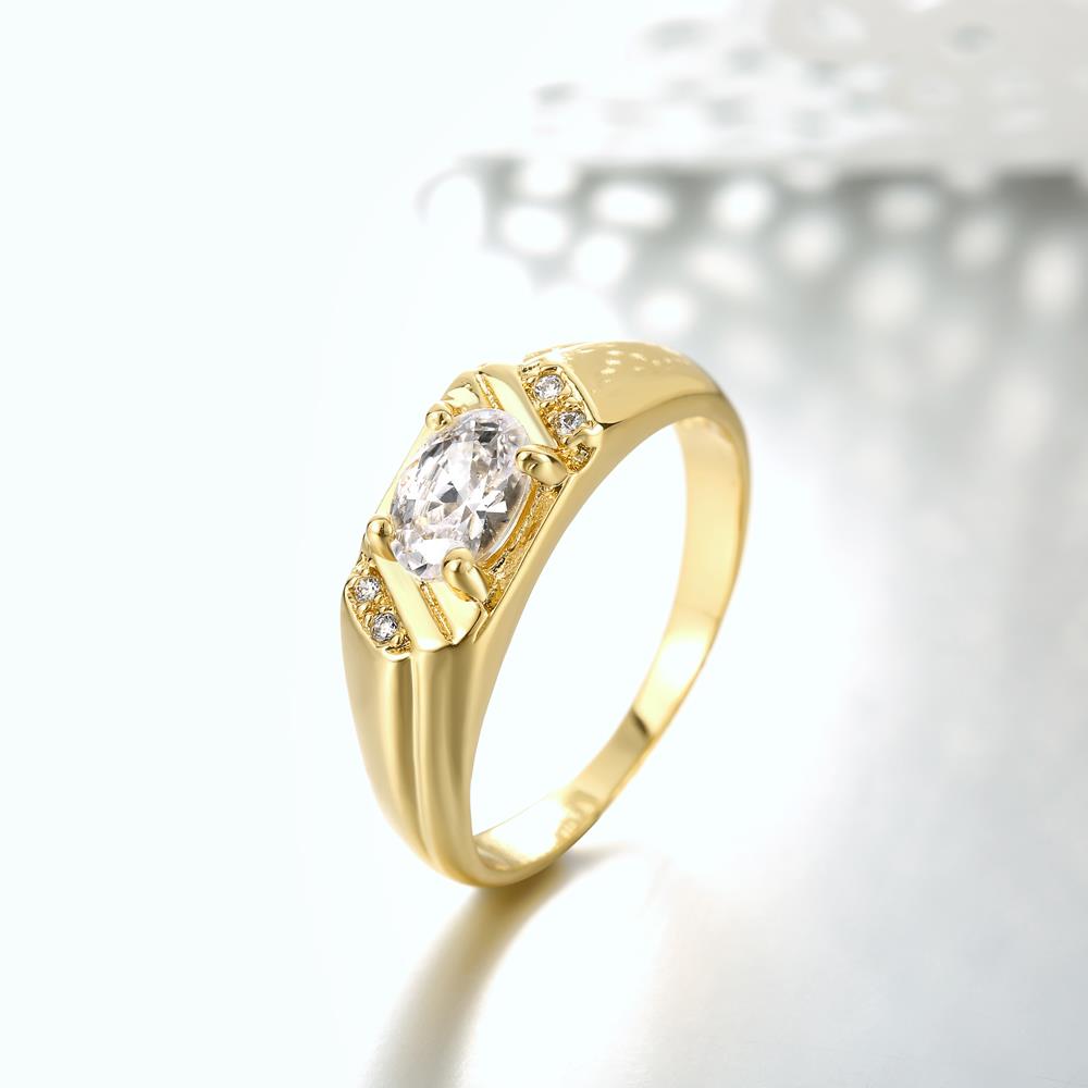 Wholesale Classic 24K Gold Round White CZ Ring TGGPR980 2