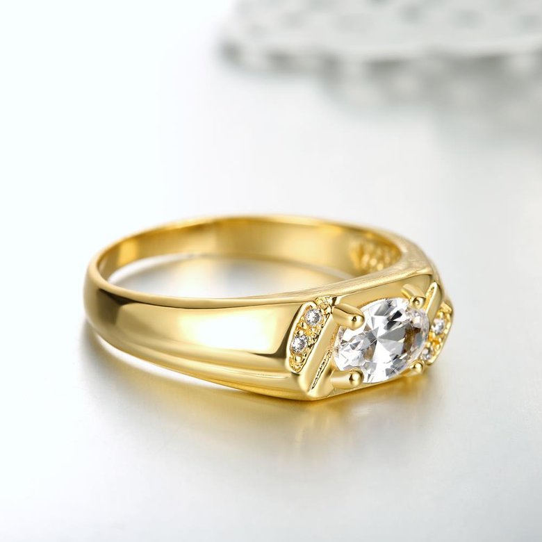 Wholesale Classic 24K Gold Round White CZ Ring TGGPR980 3