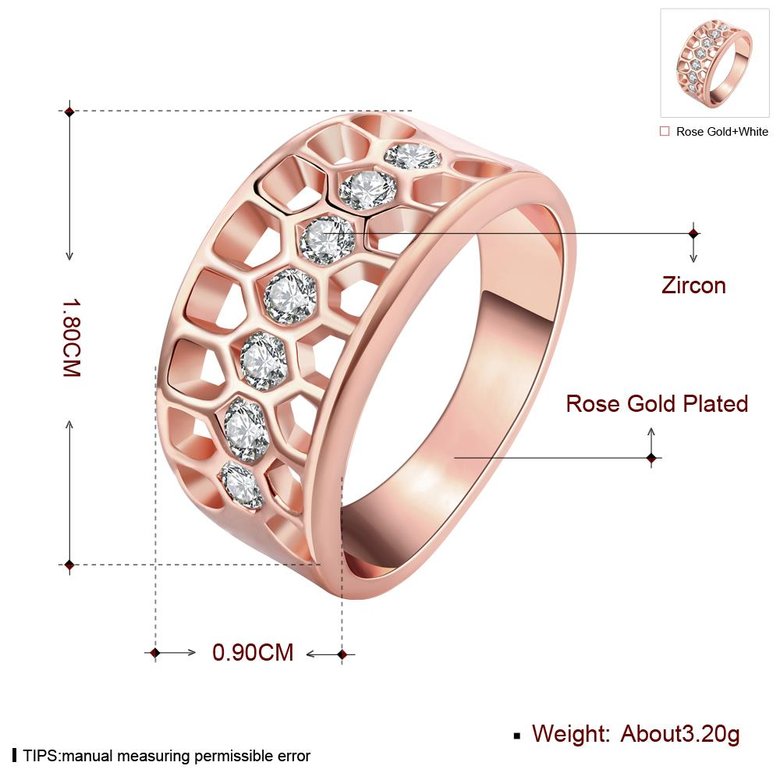 Wholesale Classic Rose Gold Geometric White CZ Ring TGGPR987 1