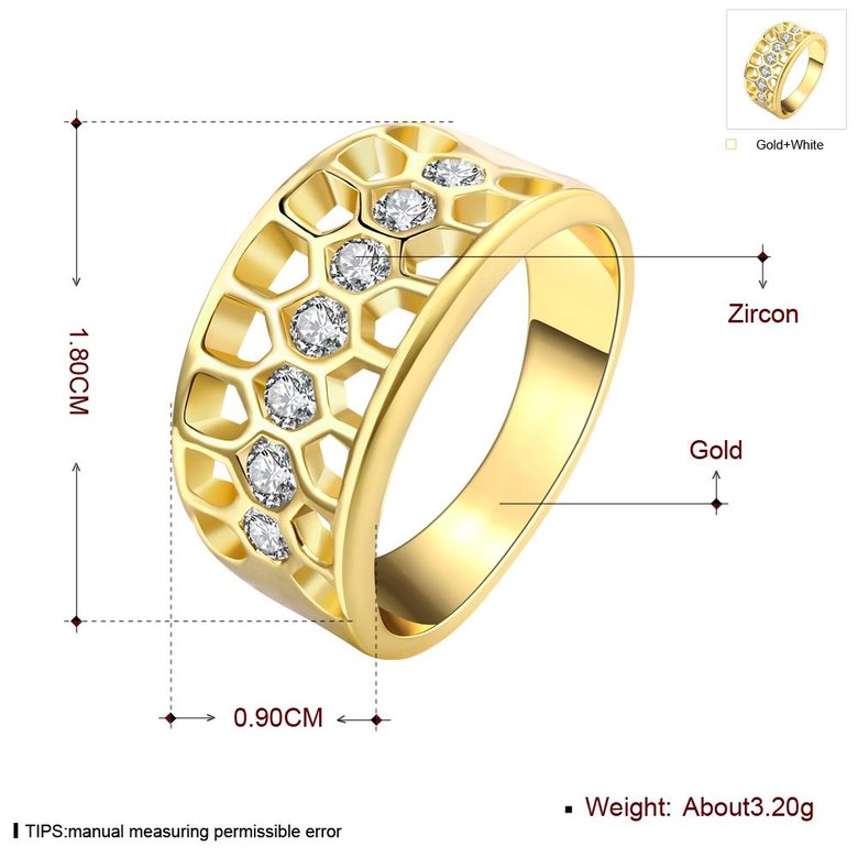 Wholesale Classic 24K Gold Geometric White CZ Ring TGGPR994 4