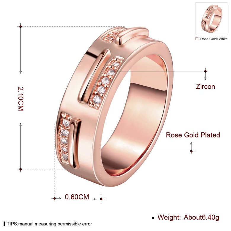 Wholesale Classic Rose Gold Geometric White CZ Ring TGGPR1001 0