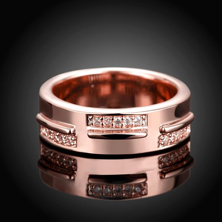 Wholesale Classic Rose Gold Geometric White CZ Ring TGGPR1001 1