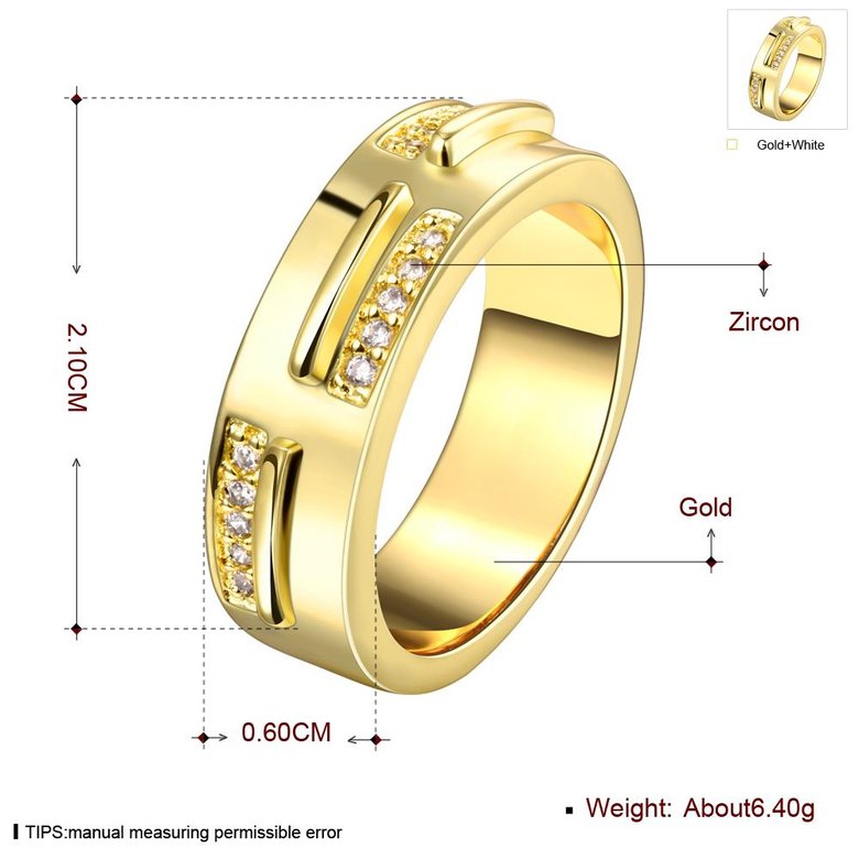 Wholesale Classic 24K Gold Geometric White CZ Ring TGGPR1006 0