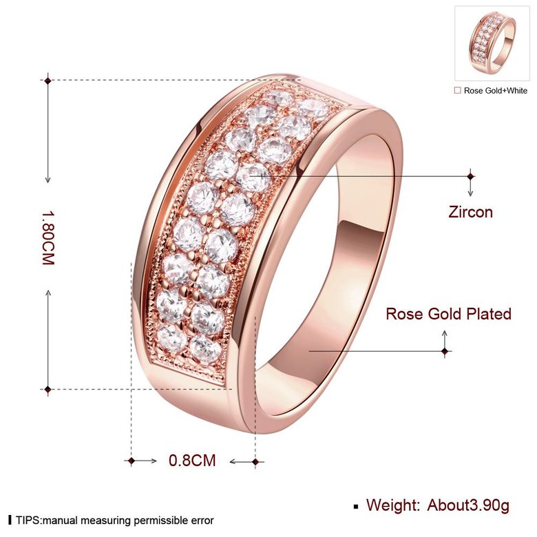 Wholesale Classic Rose Gold Round White CZ Ring TGGPR1012 0