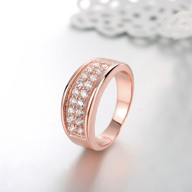 Wholesale Classic Rose Gold Round White CZ Ring TGGPR1012 2