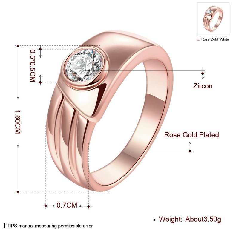 Wholesale Classic Rose Gold Round White CZ Ring TGGPR1026 0