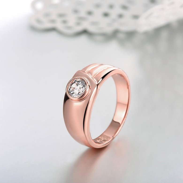 Wholesale Classic Rose Gold Round White CZ Ring TGGPR1026 2