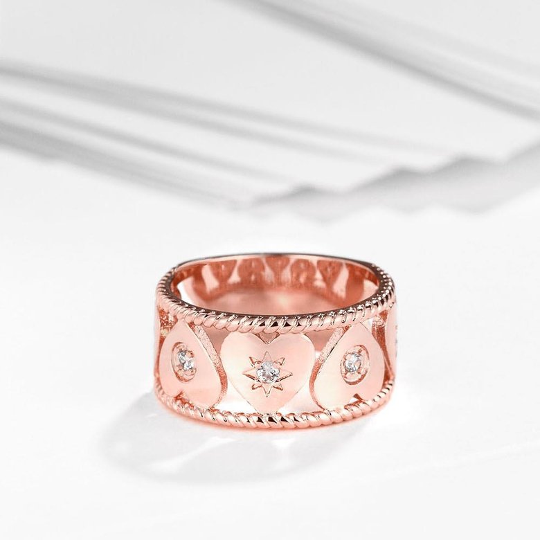 Wholesale Trendy Rose Gold Geometric White CZ Ring TGGPR1063 2