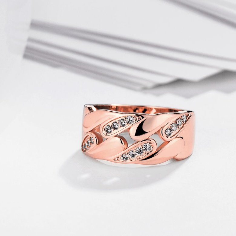 Wholesale Romantic Rose Gold Geometric White CZ Ring TGGPR1084 2