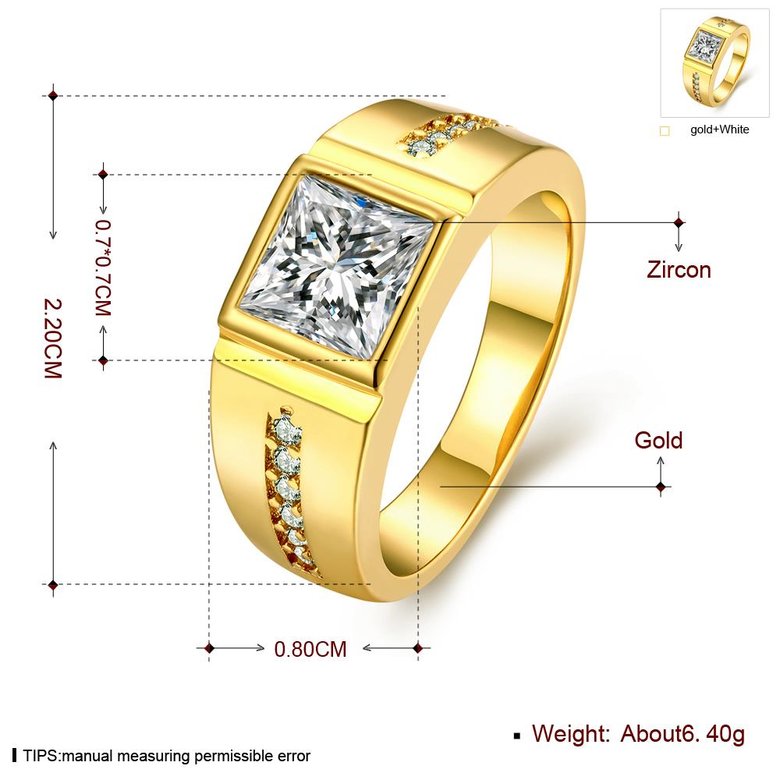 Wholesale Classic 24K Gold Geometric White CZ Ring TGGPR1098 0