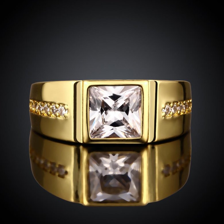 Wholesale Classic 24K Gold Geometric White CZ Ring TGGPR1098 1