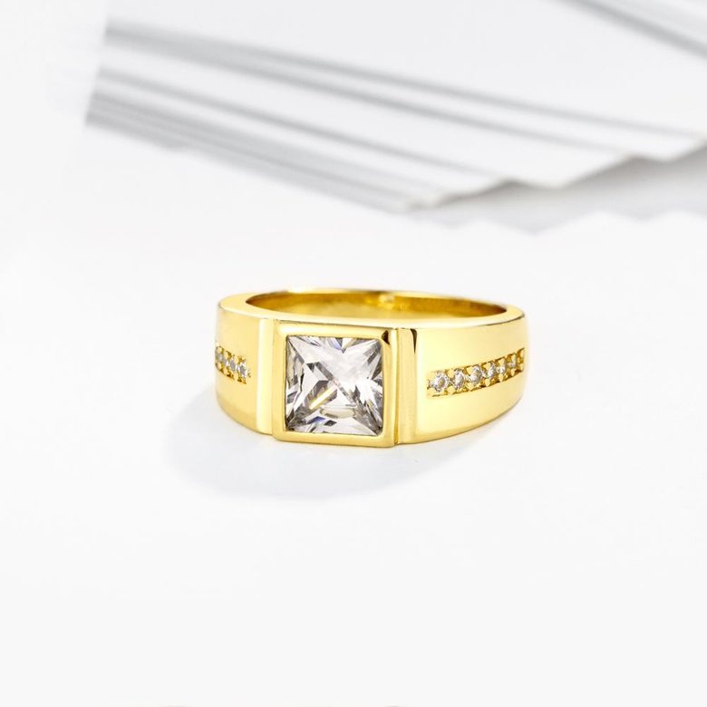 Wholesale Classic 24K Gold Geometric White CZ Ring TGGPR1098 3