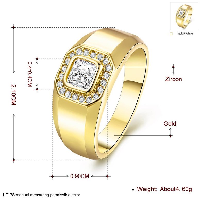 Wholesale Trendy 24K Gold Geometric White CZ Ring TGGPR1159 0