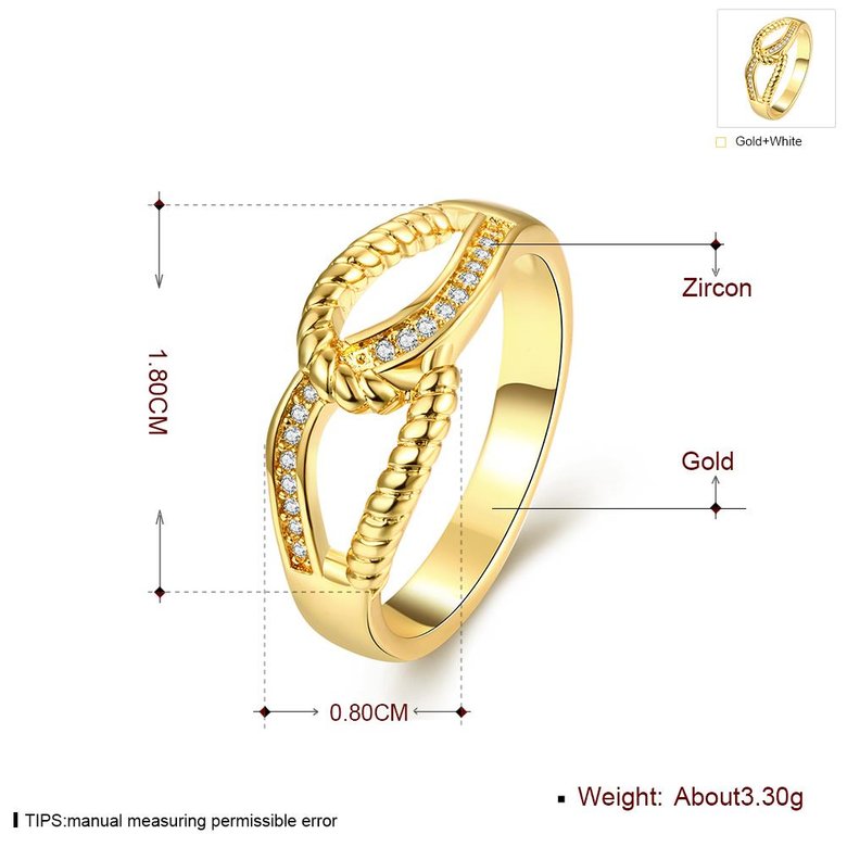 Wholesale Classic 24K Gold Feather White CZ Ring TGGPR1180 0