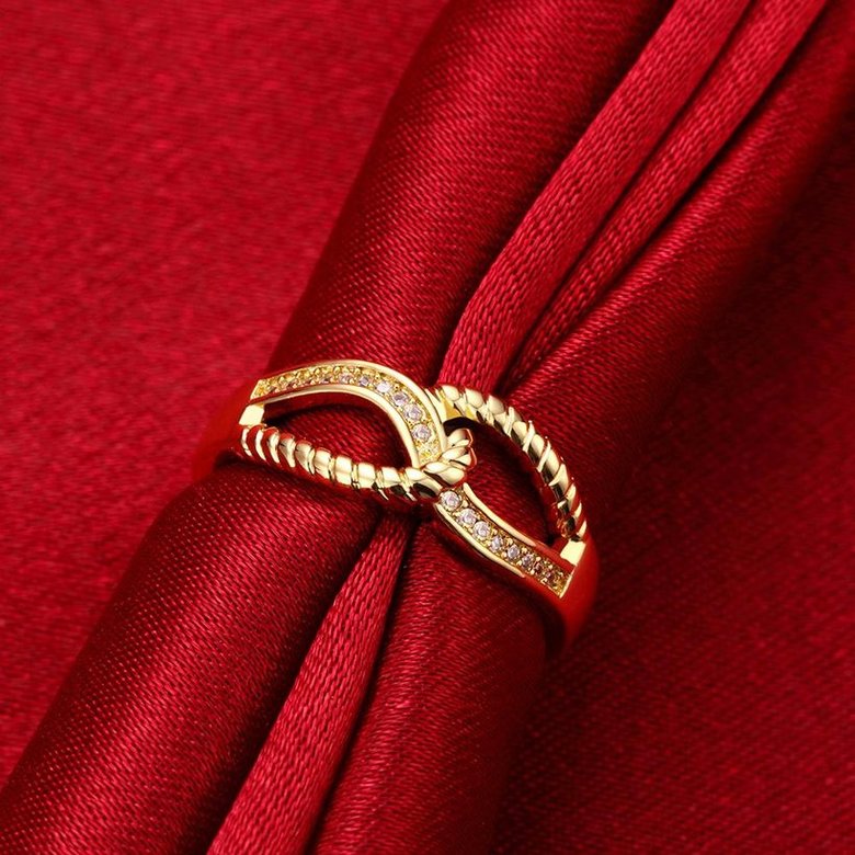 Wholesale Classic 24K Gold Feather White CZ Ring TGGPR1180 2