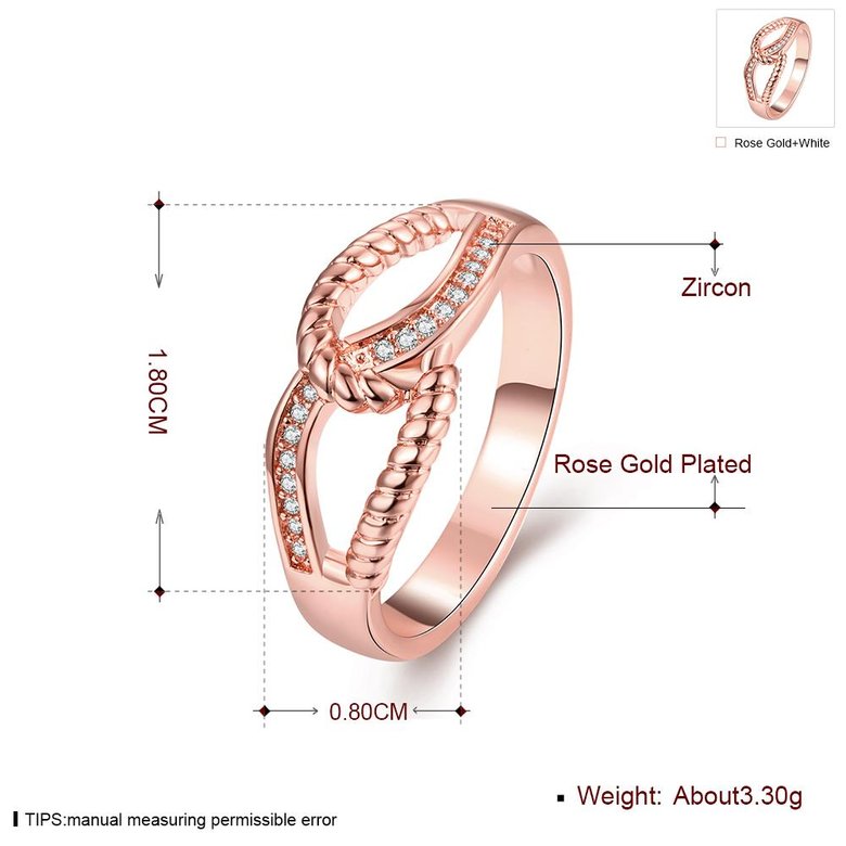 Wholesale Classic Rose Gold Geometric White CZ Ring TGGPR1187 0