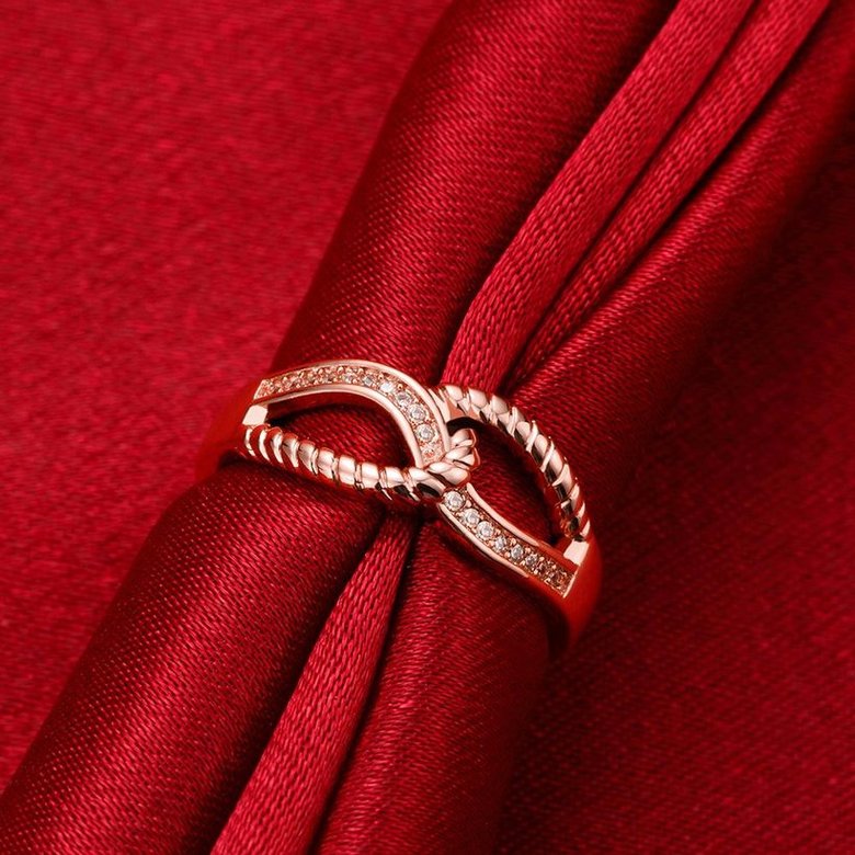 Wholesale Classic Rose Gold Geometric White CZ Ring TGGPR1187 3