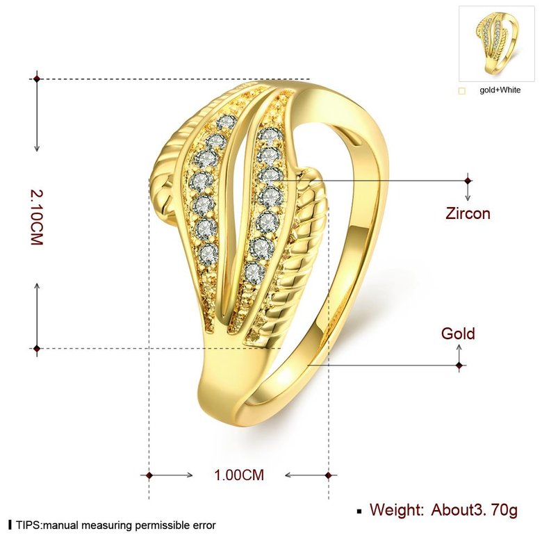 Wholesale Romantic 24K Gold Geometric White CZ Ring TGGPR1194 0