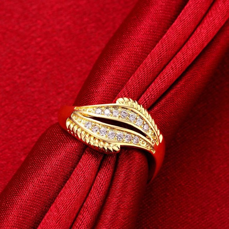 Wholesale Romantic 24K Gold Geometric White CZ Ring TGGPR1194 2