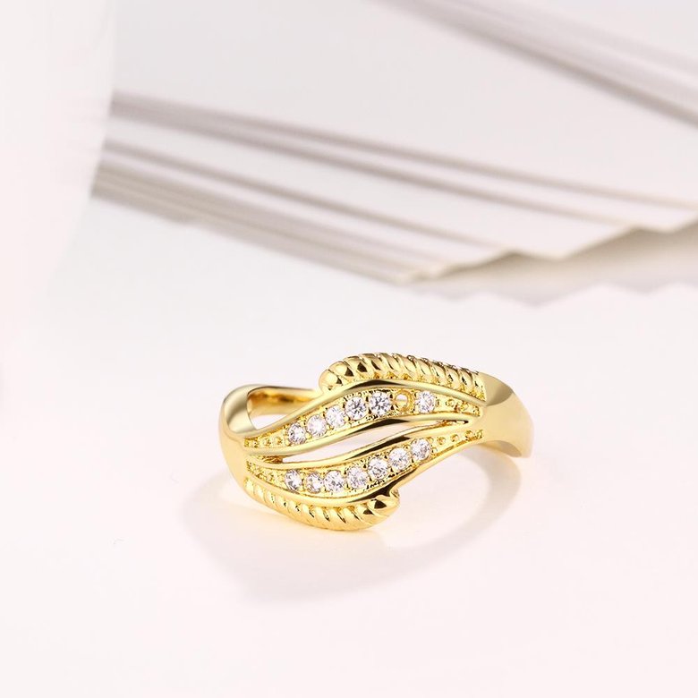 Wholesale Romantic 24K Gold Geometric White CZ Ring TGGPR1194 3