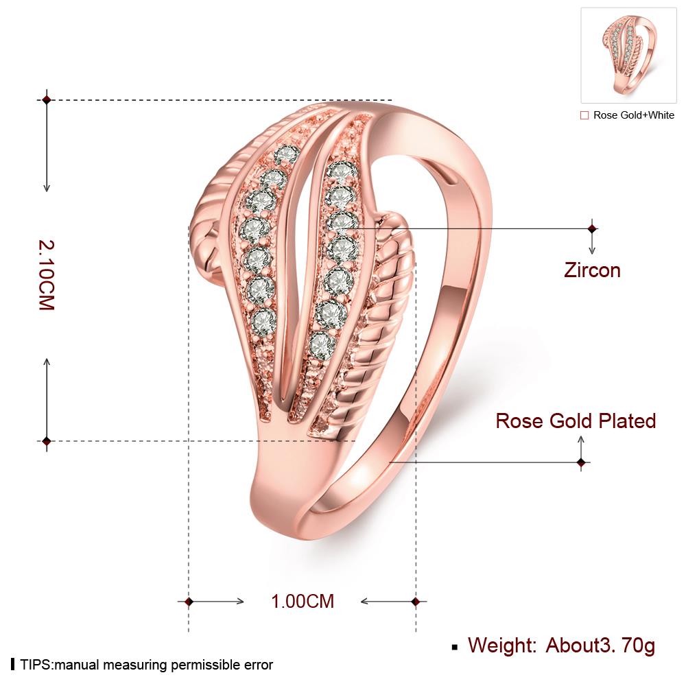 Wholesale Romantic Rose Gold Geometric White CZ Ring TGGPR1201 0