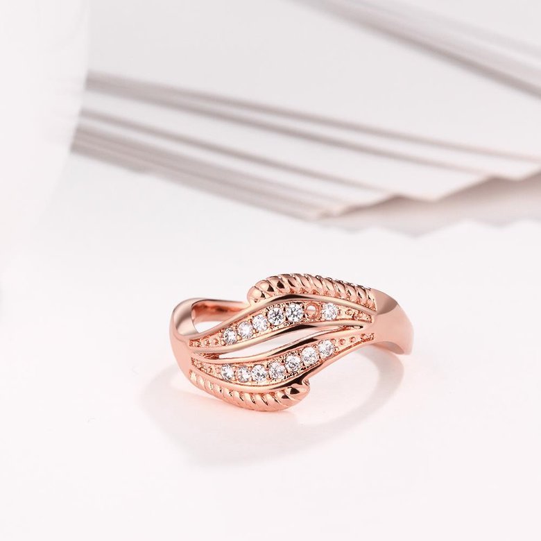 Wholesale Romantic Rose Gold Geometric White CZ Ring TGGPR1201 3