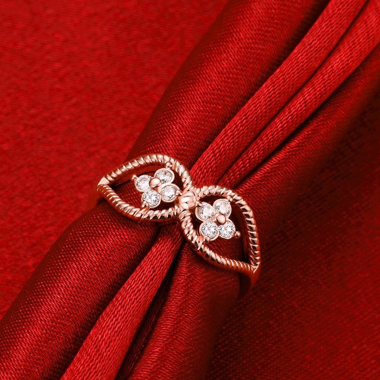 Wholesale Romantic Rose Gold Plant White CZ Ring TGGPR1236 1