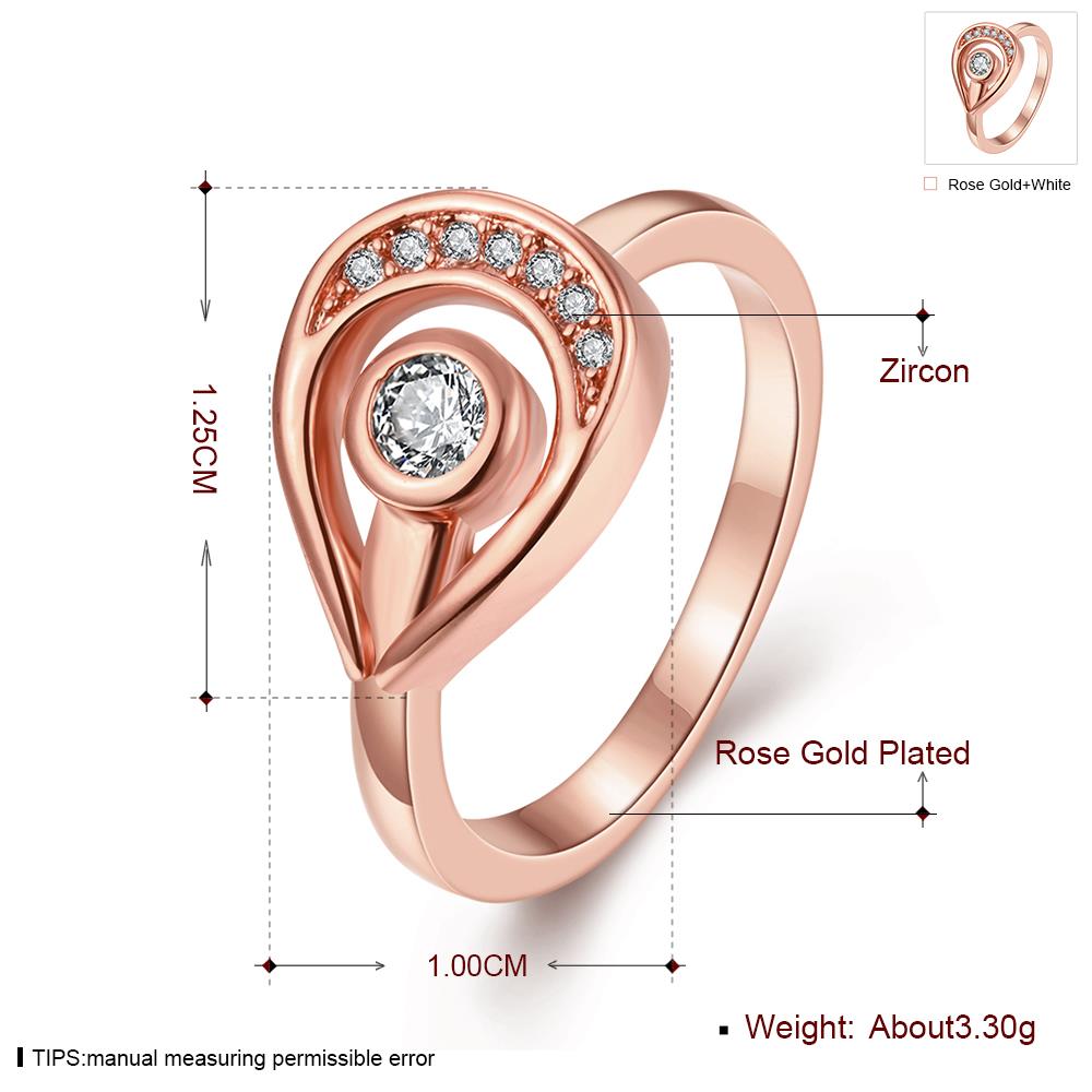 Wholesale Trendy Rose Gold Water Drop White CZ Ring TGGPR1255 1