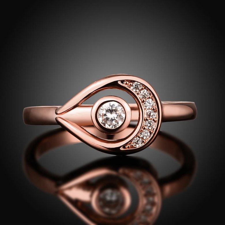Wholesale Trendy Rose Gold Water Drop White CZ Ring TGGPR1255 2