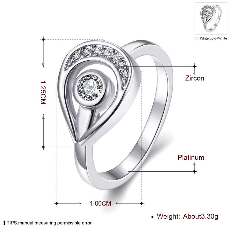 Wholesale Trendy Platinum Water Drop White CZ Ring TGGPR1261 4