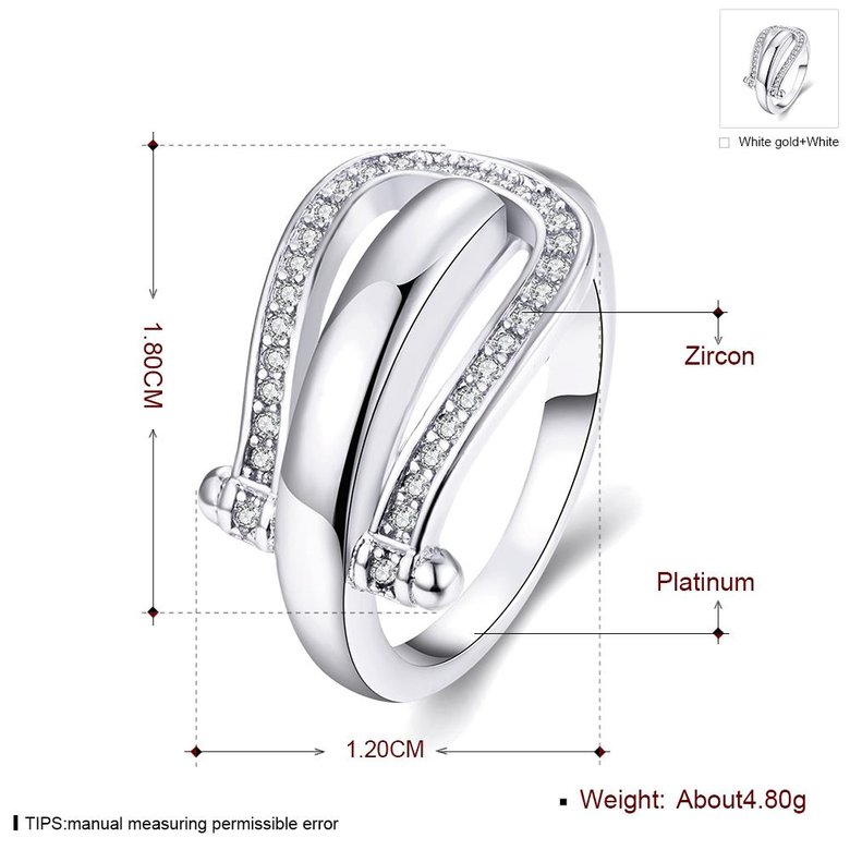 Wholesale Trendy Platinum Geometric White CZ Ring TGGPR1279 0