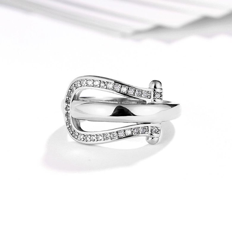 Wholesale Trendy Platinum Geometric White CZ Ring TGGPR1279 3