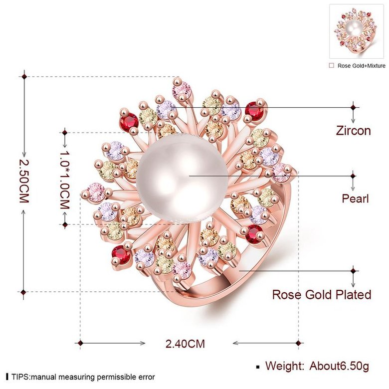 Wholesale Classic Rose Gold Plant Multicolor CZ Ring TGGPR1298 0