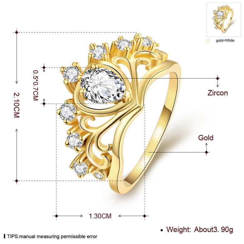 Wholesale Romantic 24K Gold Heart White CZ Ring TGGPR160 0