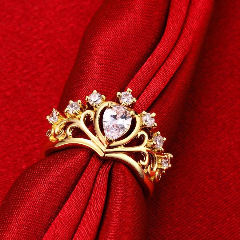 Wholesale Romantic 24K Gold Heart White CZ Ring TGGPR160 2