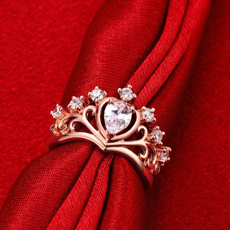 Wholesale Romantic Rose Gold Heart White CZ Ring  Wedding Rings Jewelry For Women Girls TGGPR005 0