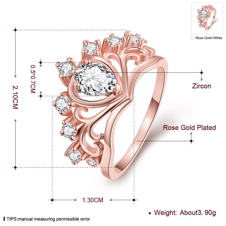 Wholesale Romantic Rose Gold Heart White CZ Ring  Wedding Rings Jewelry For Women Girls TGGPR005 3