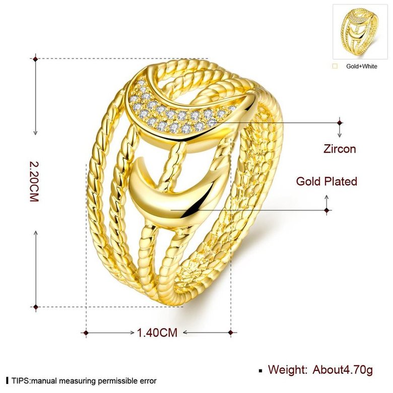 Wholesale Classic 24K Gold Moon White CZ Ring Fine Jewelry Wedding Anniversary Party  Gift TGGPR209 0