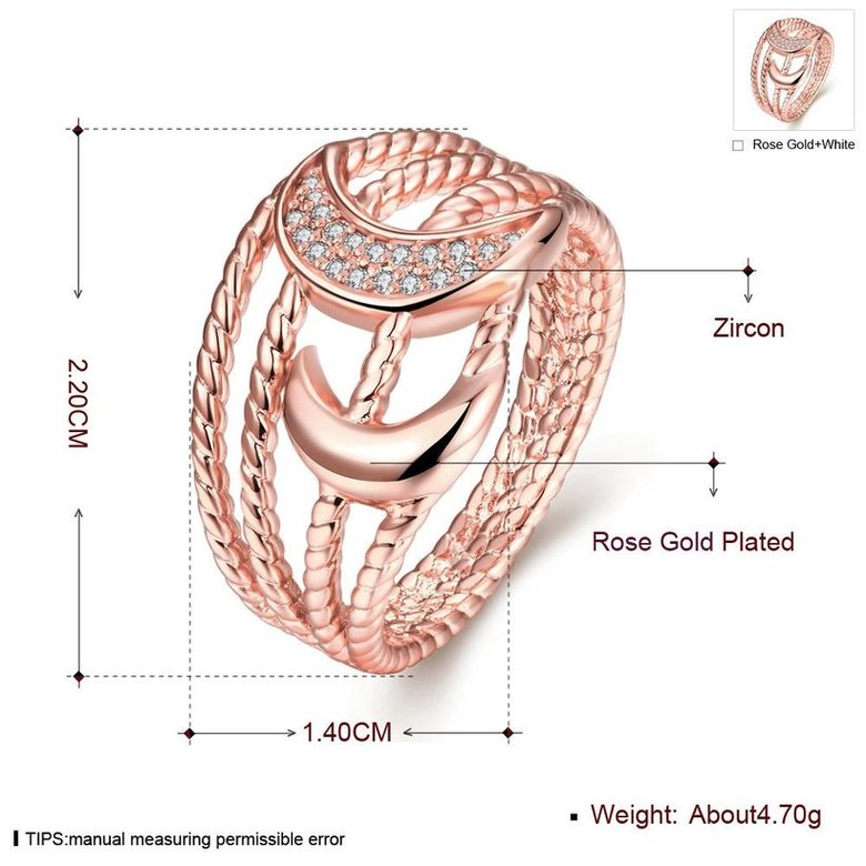 Wholesale Classic Rose Gold Moon White CZ Ring Fine Jewelry Wedding Anniversary Party  Gift TGGPR216 0