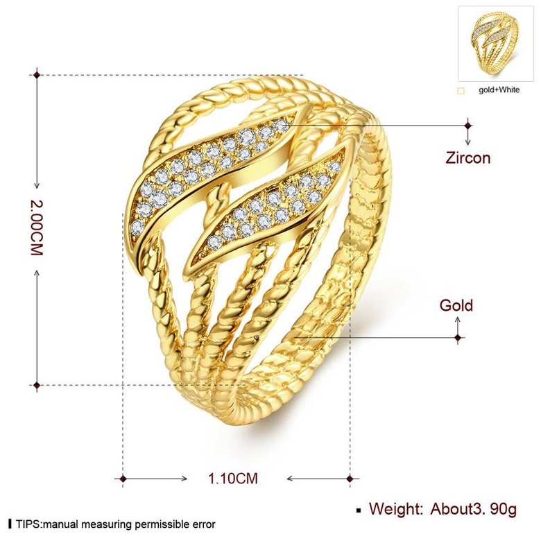 Wholesale Trendy 24K Gold Plant White CZ Ring Fine Jewelry Wedding Anniversary Party  Gift TGGPR223 0