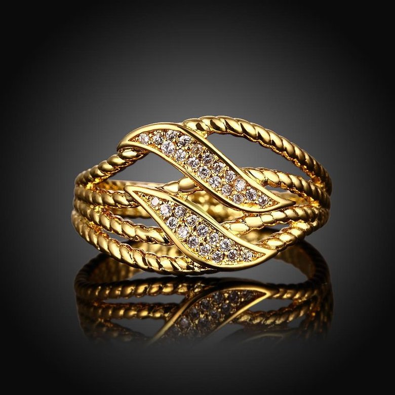 Wholesale Trendy 24K Gold Plant White CZ Ring Fine Jewelry Wedding Anniversary Party  Gift TGGPR223 1
