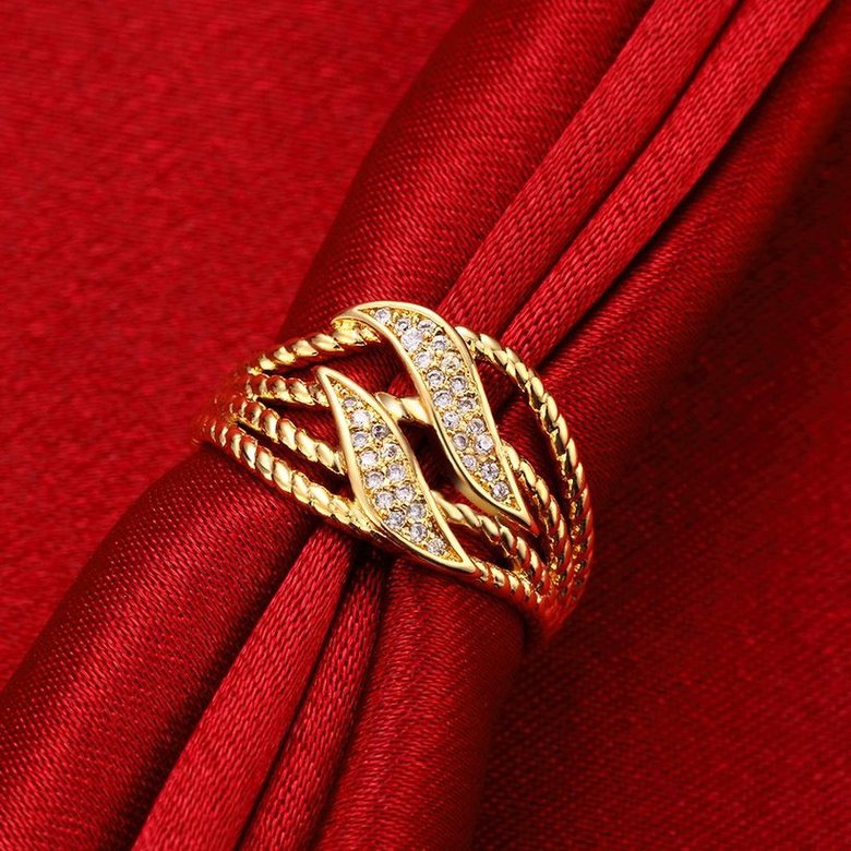 Wholesale Trendy 24K Gold Plant White CZ Ring Fine Jewelry Wedding Anniversary Party  Gift TGGPR223 2