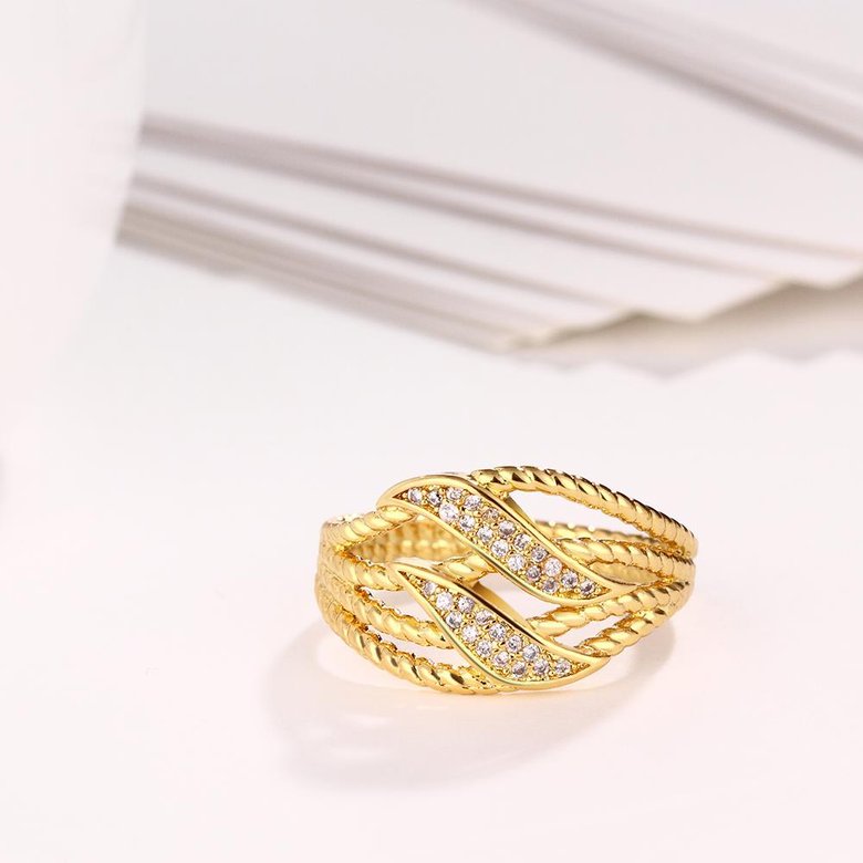 Wholesale Trendy 24K Gold Plant White CZ Ring Fine Jewelry Wedding Anniversary Party  Gift TGGPR223 3